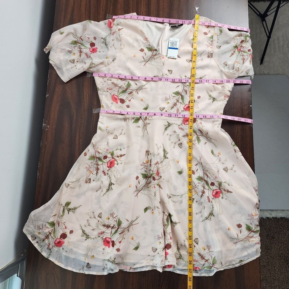 NWT Bobeau Rose Floral Chiffon Midi Dress Pink XL Romantic Coquette Boho - Picture 8 of 16